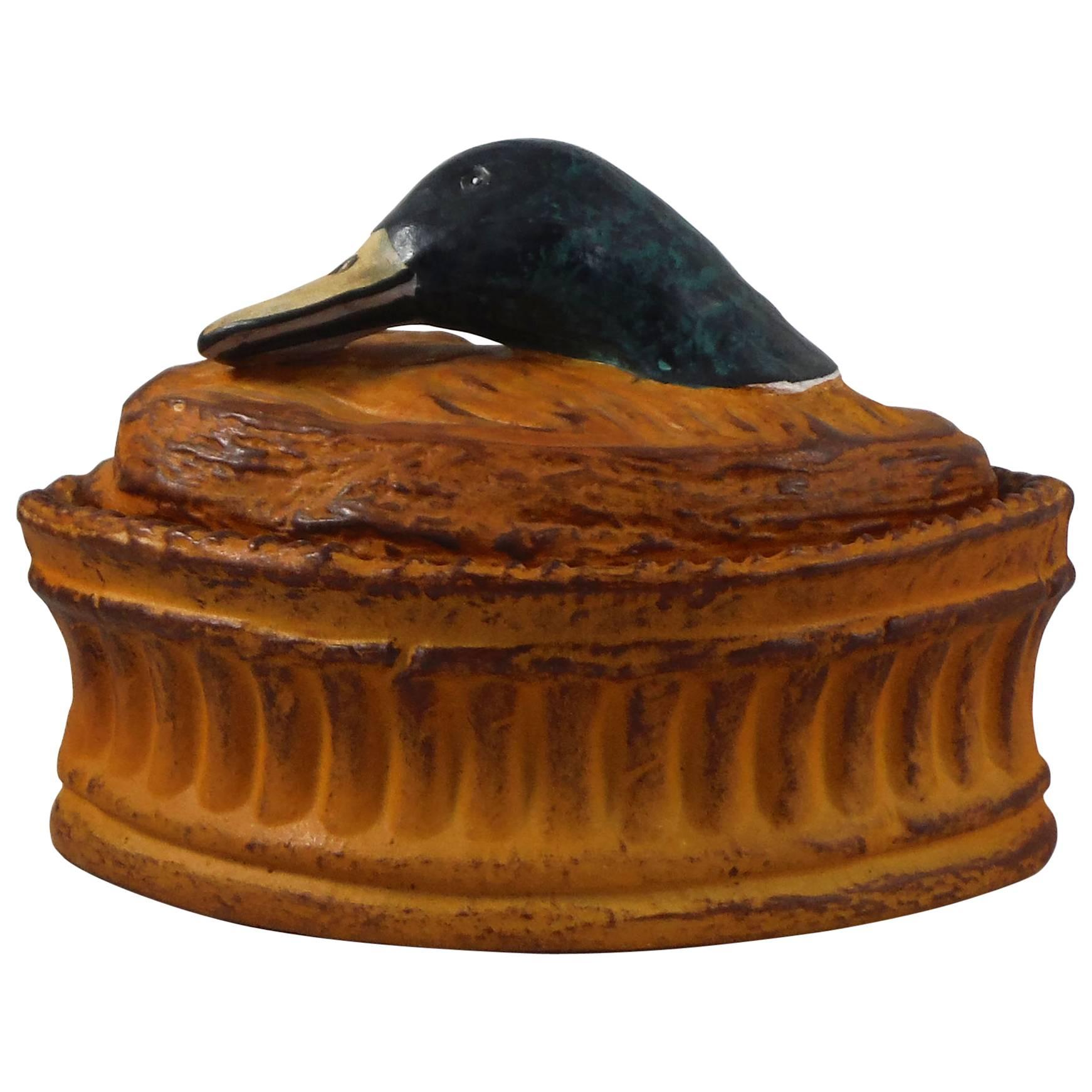 French Trompe L'oeil Porcelain Mallard Duck Pâté Tureen Pillivuyt Mehun