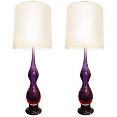 Pair of Flávio Poli Sommerso Lamps