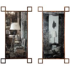 Pair of 'Rouille' French Industrial Mirrors by Design Frères