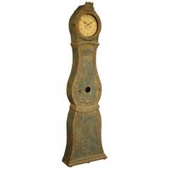 Swedish Mora Clock in Rare Original Blue Paint, Anno 1838