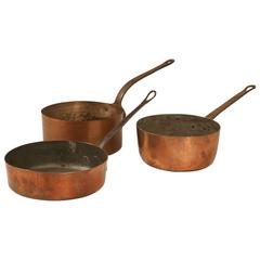 Antique French Copper Pots and Pans