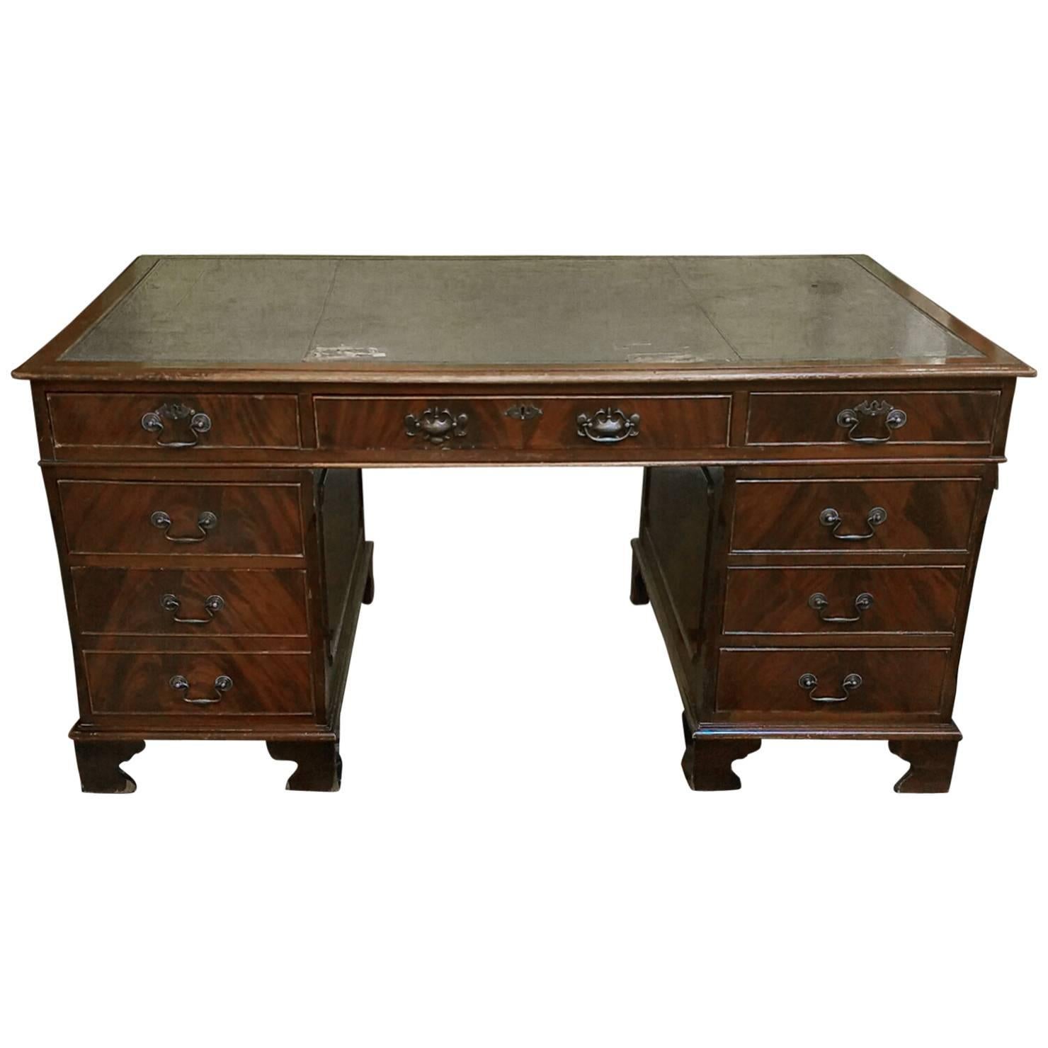 George III Mahogany Double Pedestal Desk For Sale