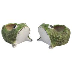 Pair of Porcelain Frog Vide Poche from 1960