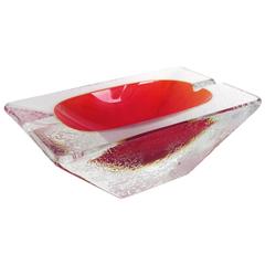 Seguso Vetri d'Arte Murano Glass Sommerso Corroso Ashtray by Flavio Poli 8