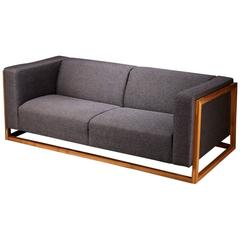 Modern Angular Grey Sofa with Solid Walnut Frame 5