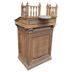 French Oak and Marble Counter, 1900s