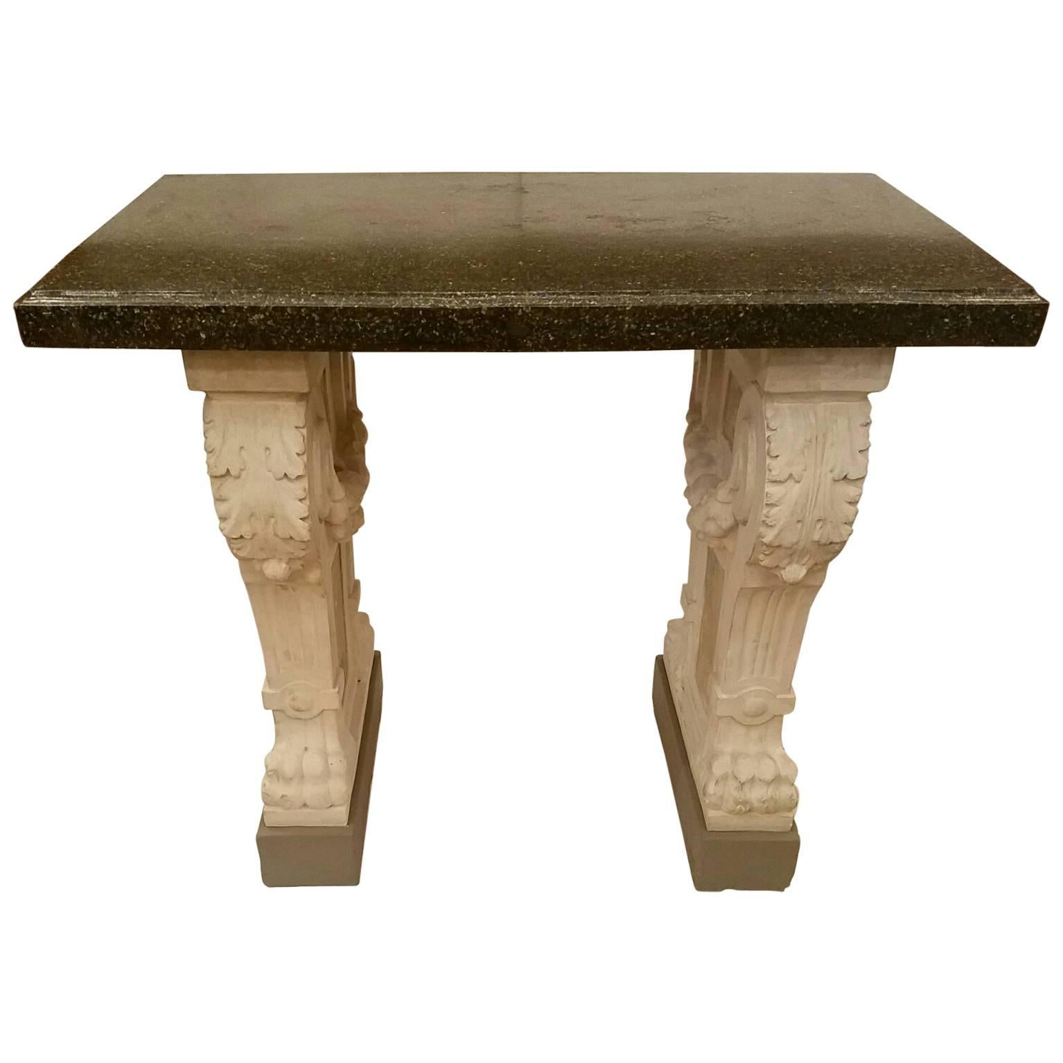 Italian Granite Top Console Table For Sale