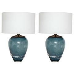 Wedgewood Blue Murano Table Lamps