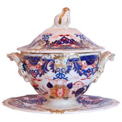 Mid-19th Century English Staffordshire Tureen with Liner Plate and Lid