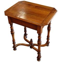 19th Century Walnut Spindle Leg Side Table, Italy