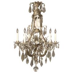 Exceptional Late 19th Century Silvered Bronze and Crystal Chandelier 6
