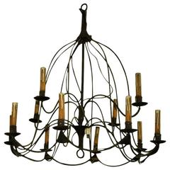 Country French Iron Twelve-Light Chandelier