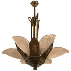 German Art Deco Chandelier with "Skyscraper" Motif
