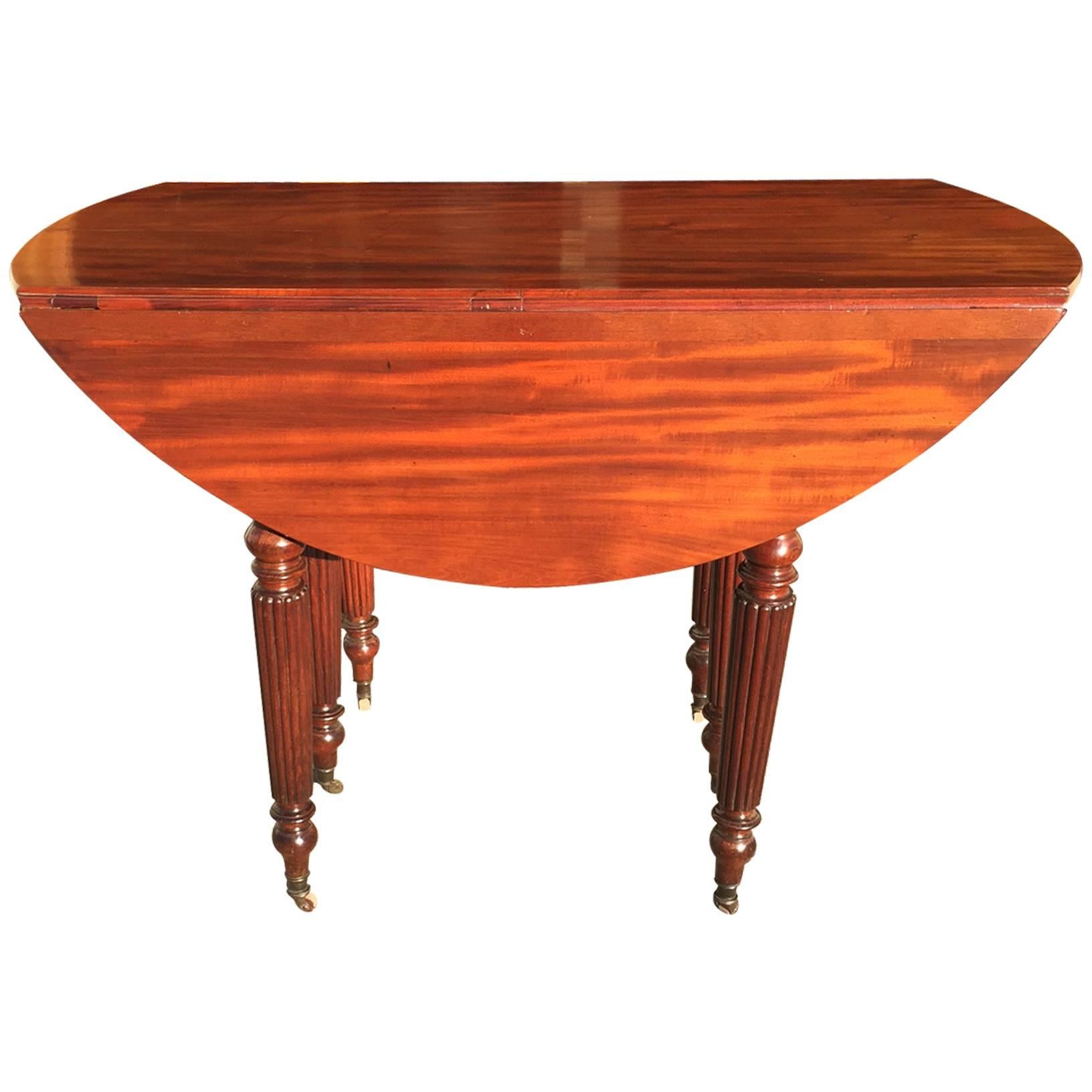 Mid-19th Century French Mahogany Drop Leaf Extending Dining Table