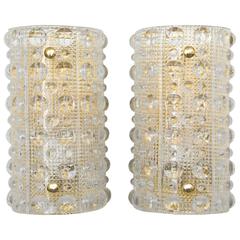 Pair of Swedish Carl Fagerlund Wall Sconces for Orrefors, Mid- 20th Century