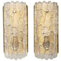 Pair of Vintage 1960s Orrefors Crystal Wall Sconces by Carl Fagerlund, 1960s