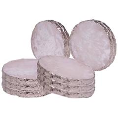 Group of Ten Circular Rock Crystal Coasters