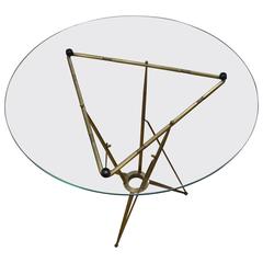 Round Glass Top Brushed Bronze Base Side Table, Italy, 1970s 11
