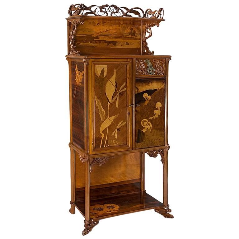  Émile Gallé "Grenouilles" Fruitwood Cabinet 