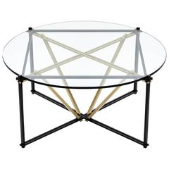 Tensegrity Coffee Table, Black and Satin Brass with Clear Glass