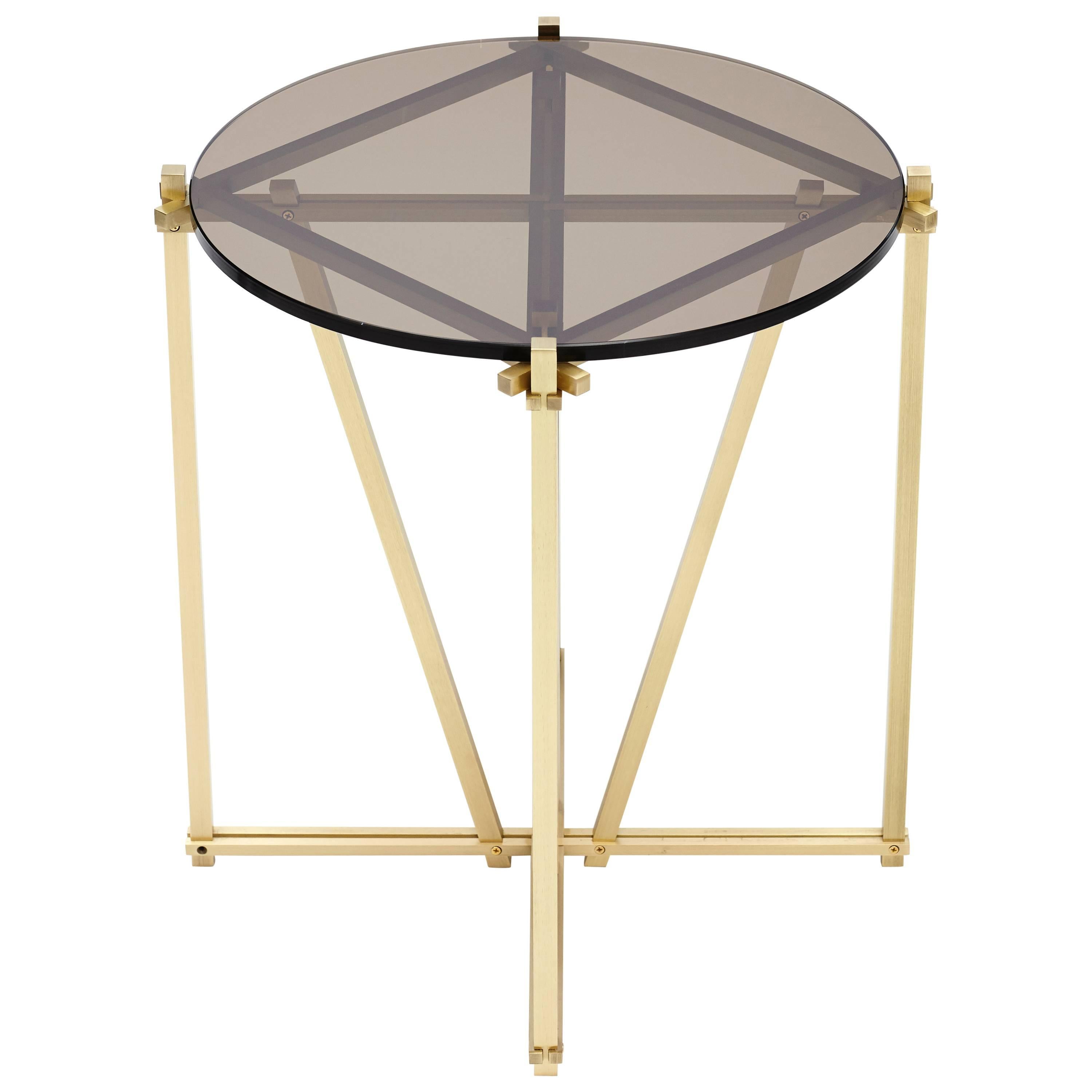 Tensegrity Side Table, Satin Brass with Smoked or Clear Glass