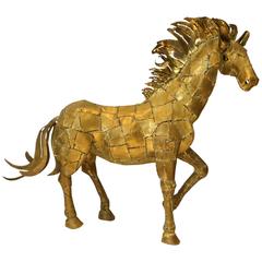 Large Striking Brass Horse by Mexican Artist Luciano Bustamante Signed