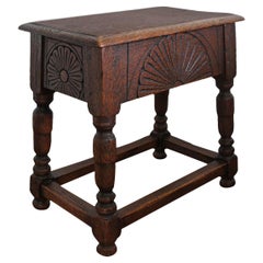 Early 20th Century Mint Condition Hand Carved Renaissance Style Oak Joint Stool