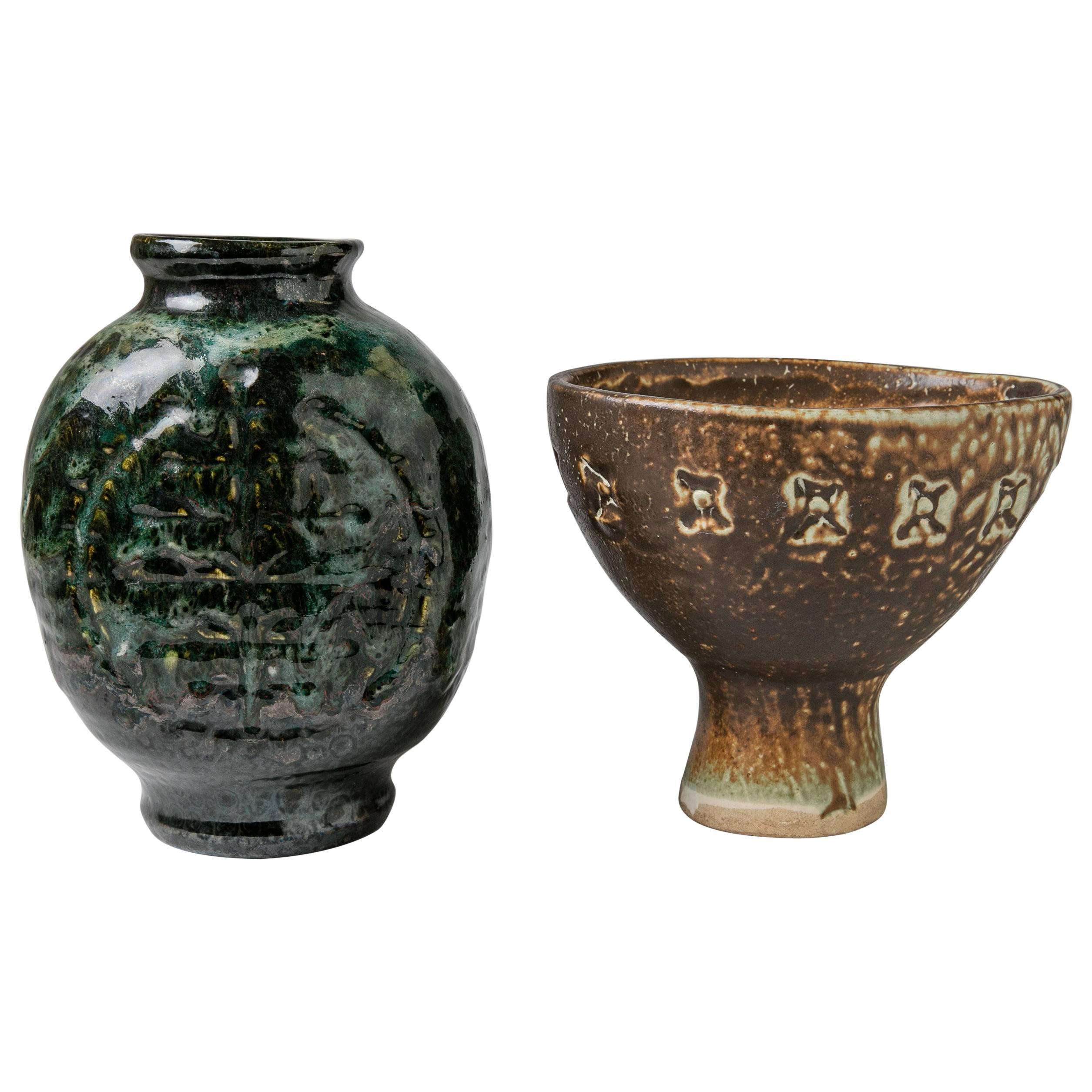 Midcentury Ceramic Vases, Pair For Sale
