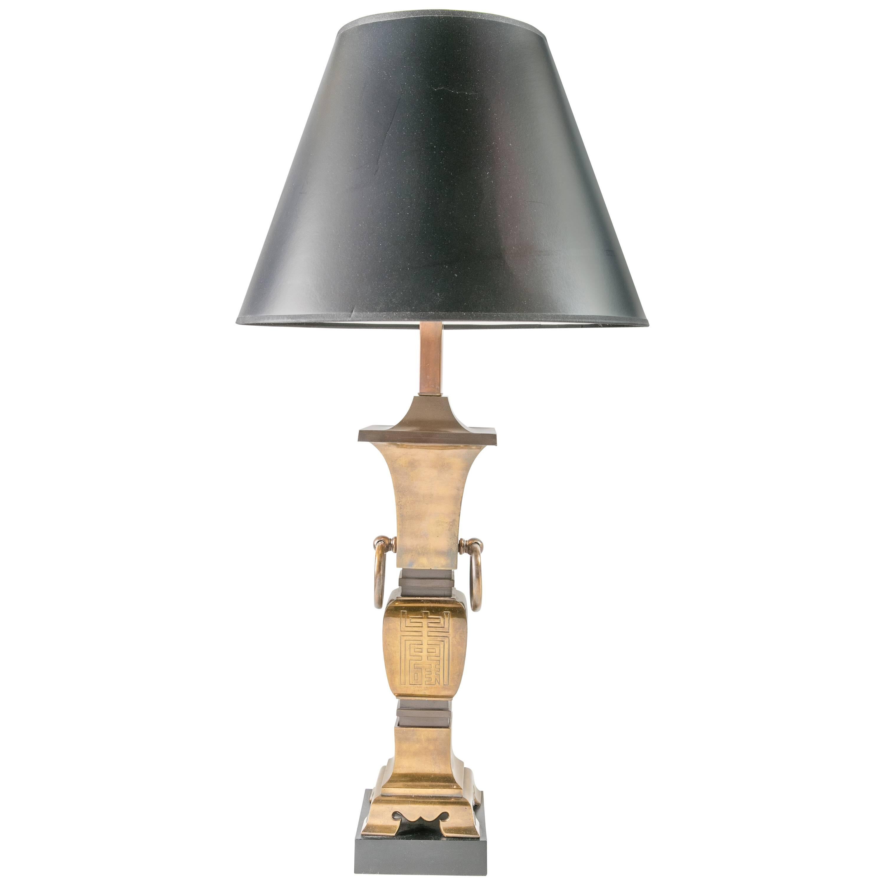 Chinoiserie Brass Table Lamp, Mid-Century For Sale