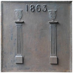 Plaque de cheminée / dosseret à piliers français du 19e siècle