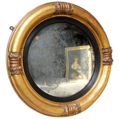 Good Regency Period Giltwood and Gesso Convex Wall Mirror, circa 1825