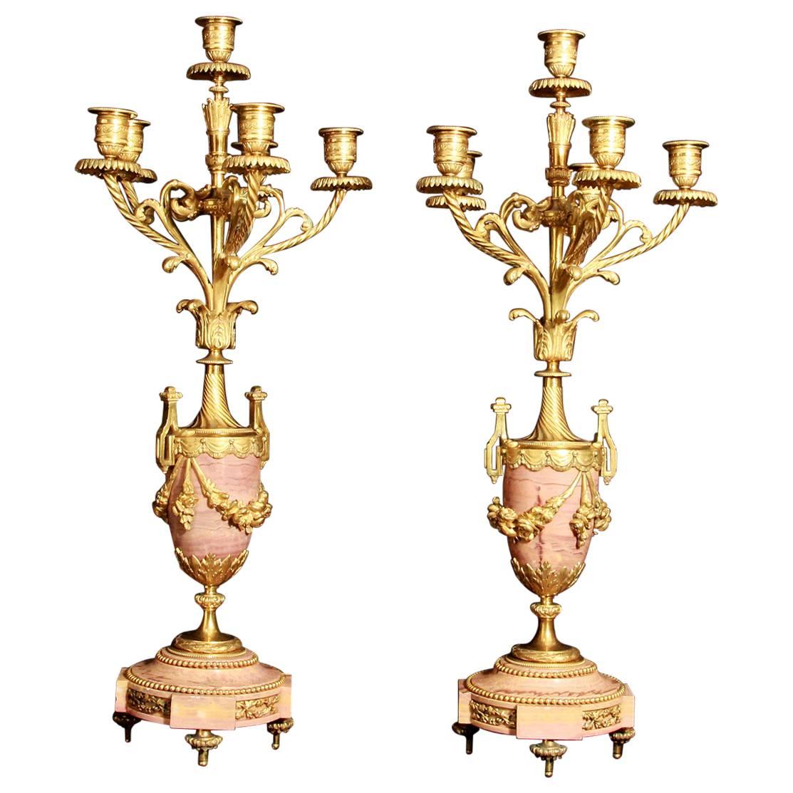 Pair of Louis XVI Six-Light Candelabra