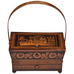 19th Century Regency Period Penwork Sewing Basket