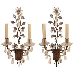 Pair of Gorgeous Maison Bagues Gilt Metal and Rock Crystal Sconces 9
