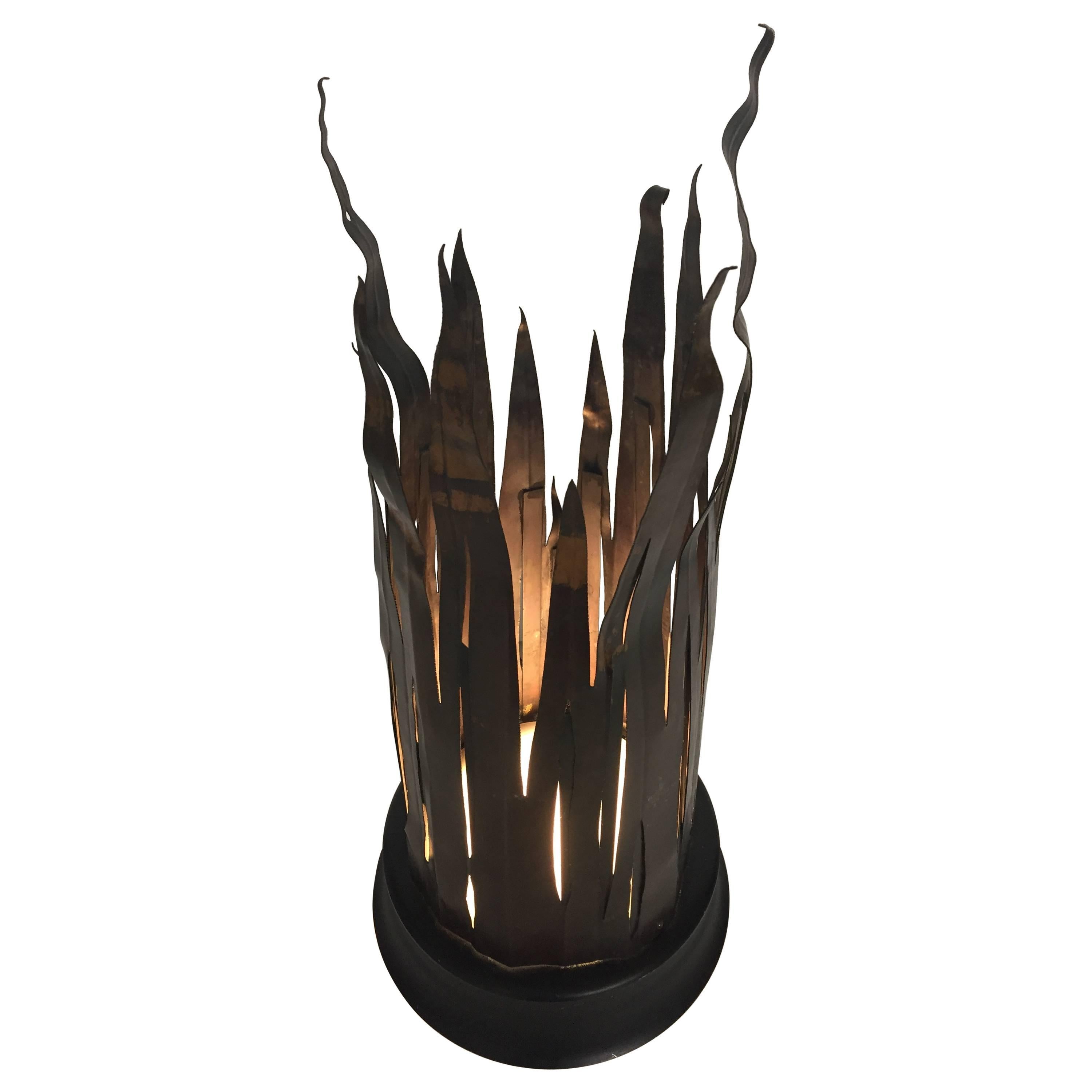 Sculptural Artisan Crafted Brutalist Copper Table Lamp