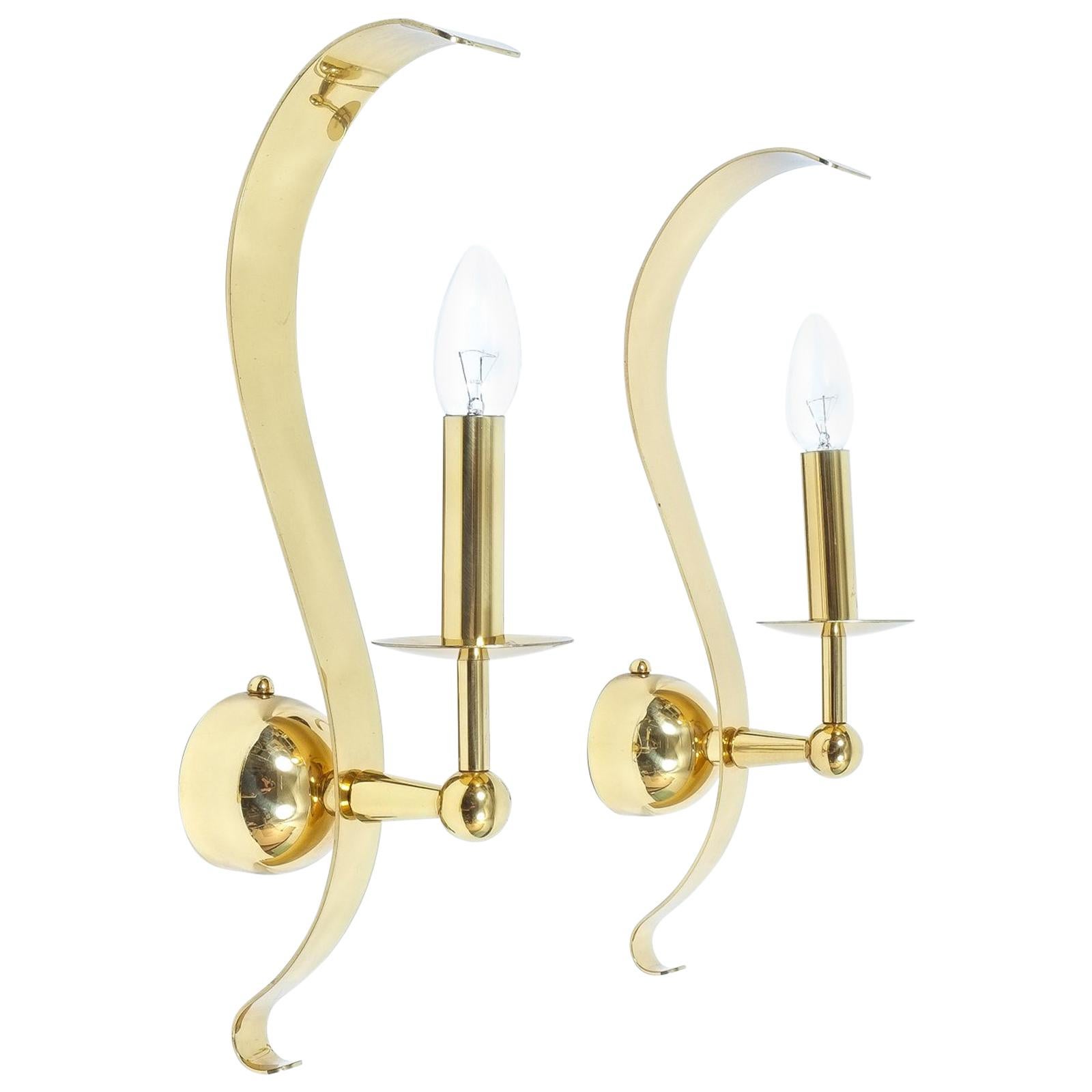 Two Pairs of Brass Sconces, circa 1970 For Sale