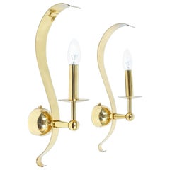 Vintage Two Pairs of Brass Sconces, circa 1970