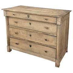 Rustic 19th Century Country French Empire Stripped Solid Oak Commode
