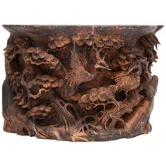 Large Early 20th Century Chinese Carved Brush Pot