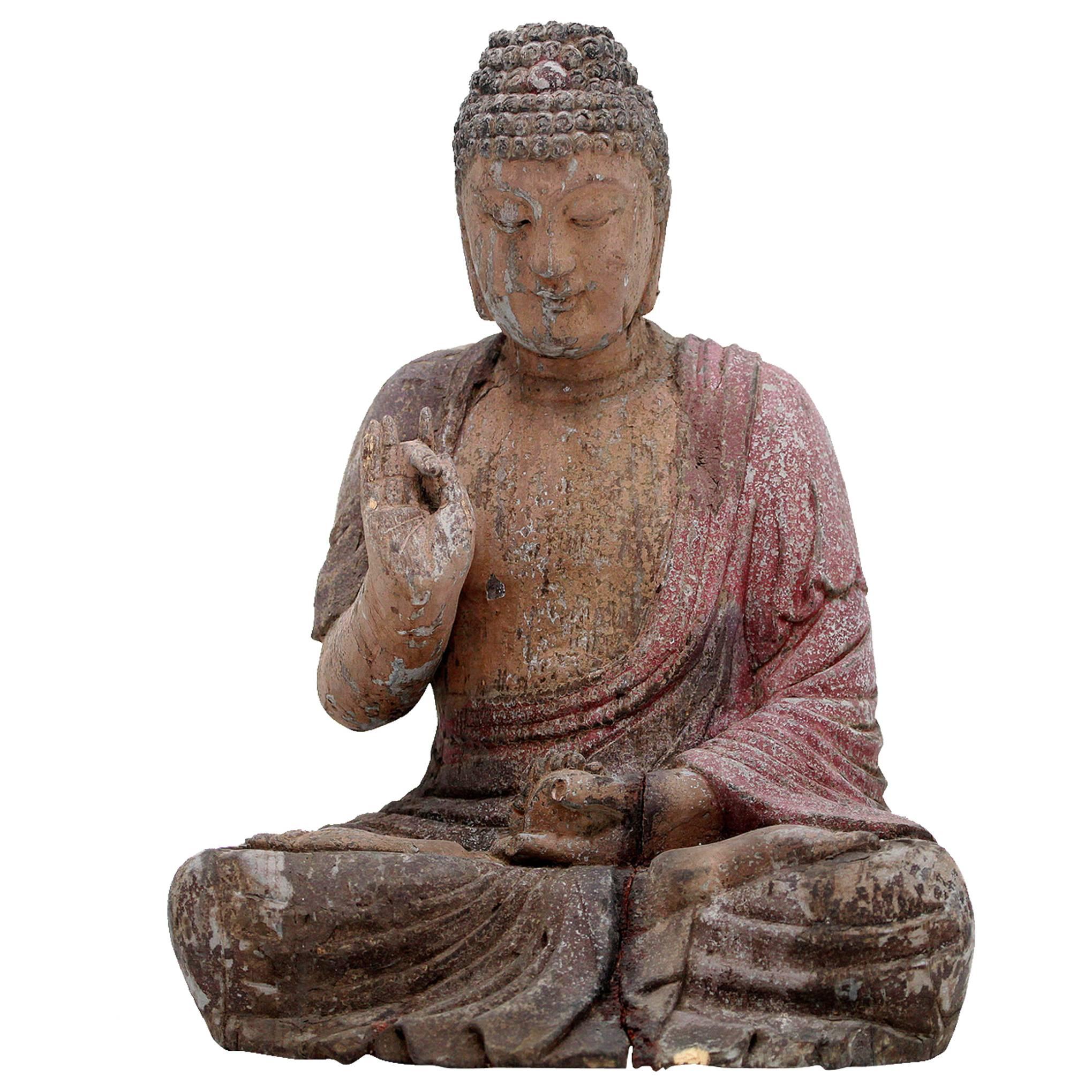 Carved Polychrome Buddha