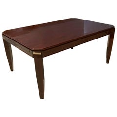 Table de salle à manger Art Déco française avec quincaillerie en argent