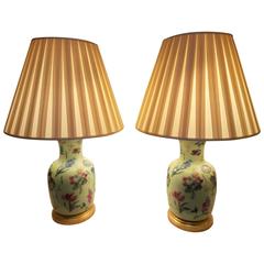 Floral Porcelain Ginger Jar Lamps, Pair 10
