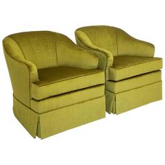 Mid-Century Swivel Club Chairs in a Designer Moire Velvet