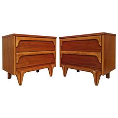 Pair of Mid-Century Modern Walnut Nightstands