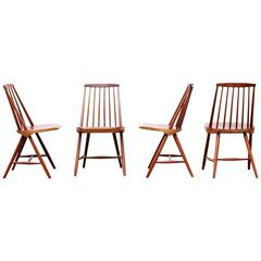 Four Swedish Spindle Back Chairs Design by Yngve Ekström for Nassjo Stolfabrik