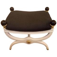 White Painted and Gilt Decorated X from Bench / Footstool 5