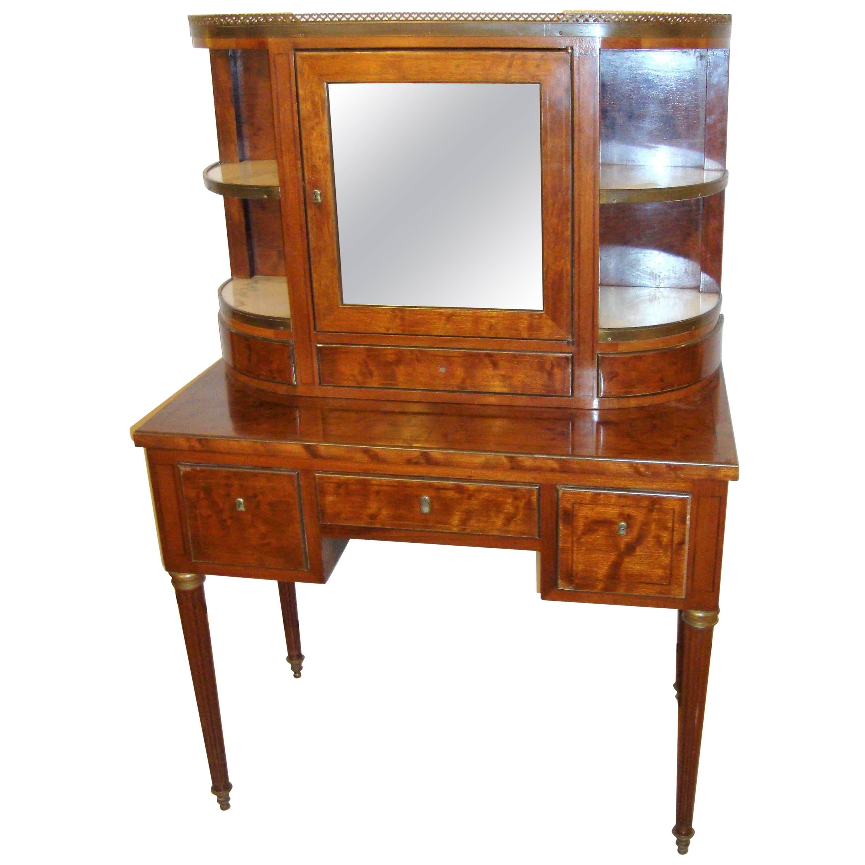 Louis XVI Style Desk with Vitrine Top For Sale