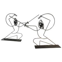 Fredric Weinberg Wire Fencers En Garde Sculpture