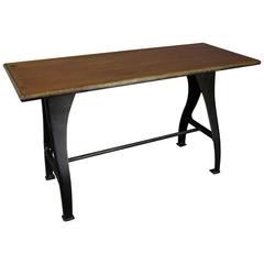 Early 20th Century Iron and Wood Factory Table