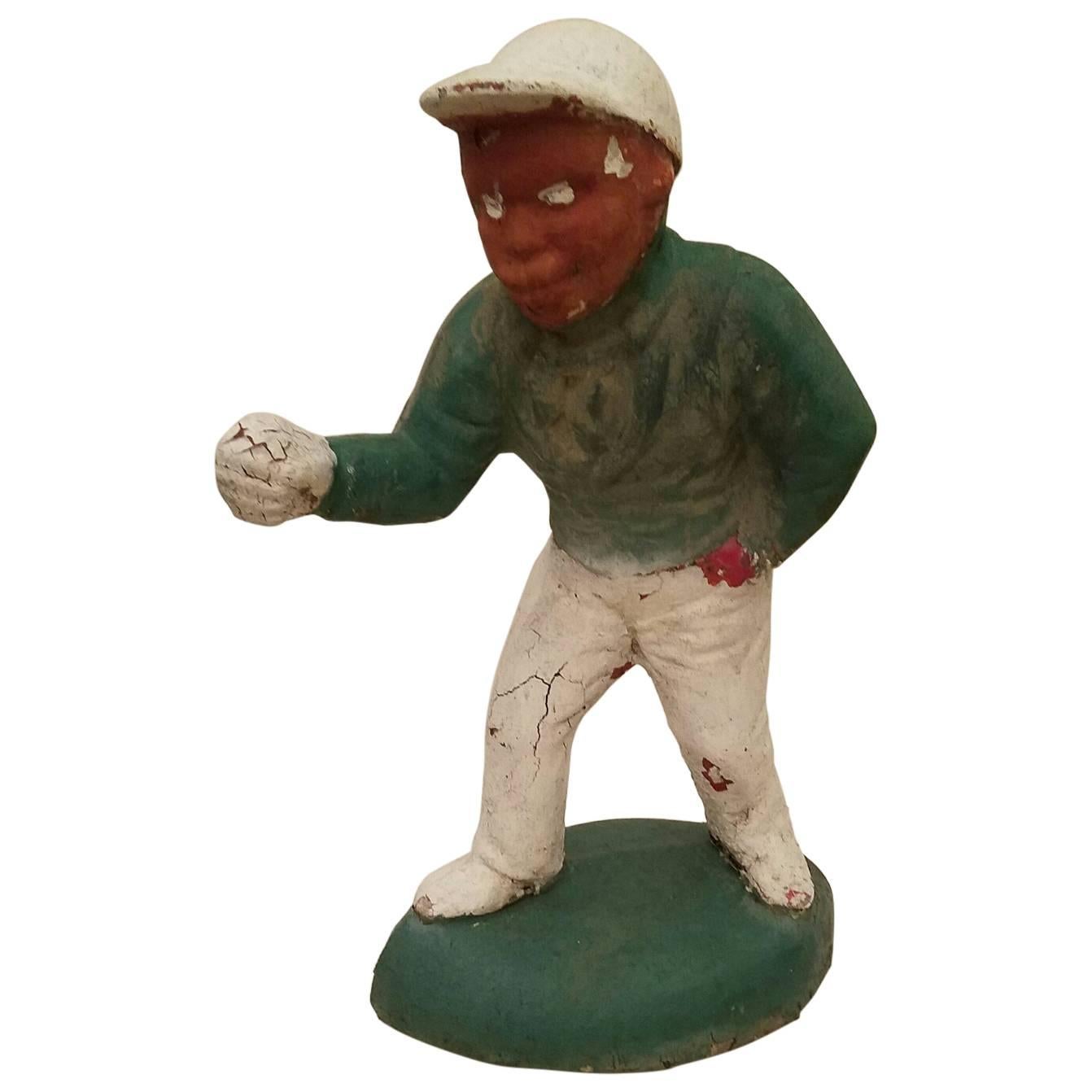 Antique Black Americana Cast Concrete Lawn Jockey For Sale
